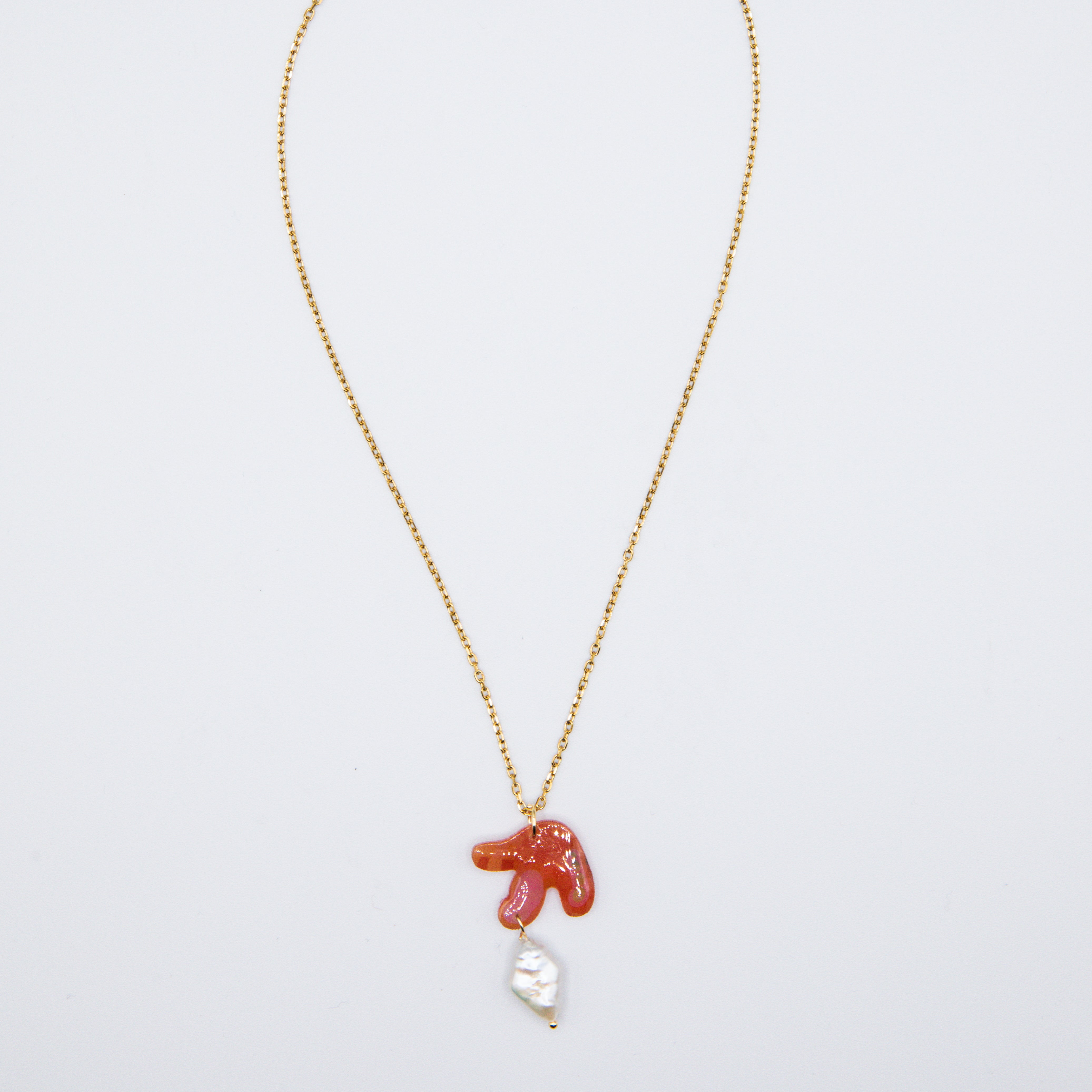 ★PEARLY MORE★ Orange Flower Chain Drop Necklace Selenichast Orange And Flower Necklace For Women, 18k Gold
